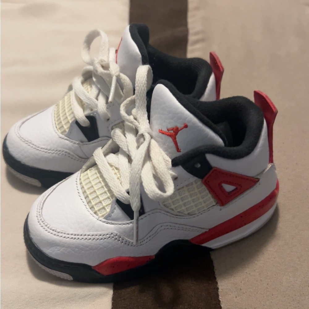 Kids White and Red Sneakers Jordans Toddler Little Kid